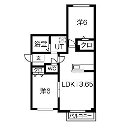 Theclass学園前 2LDKの間取図画像