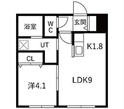 華月SAPPORO 1LDKの間取図画像