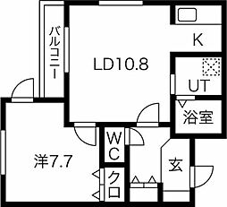 ラージヒル美園 1LDKの間取図画像