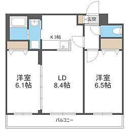 RITZGRANDE東札幌 2LDKの間取図画像