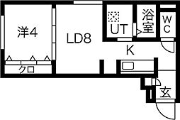 プリヴィレッジ東札幌 1LDKの間取図画像