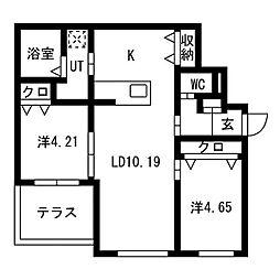 URBAN FLATS 中の島 2LDKの間取図画像