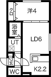 グランド中の島 1LDKの間取図画像