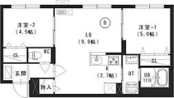 新築)リエート平岸 2LDKの間取図画像