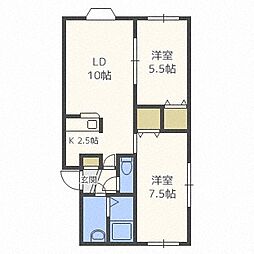 パインハート菊水2 2LDKの間取図画像