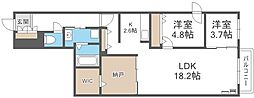 札幌市豊平区平岸五条13丁目マンション 2SLDKの間取図画像