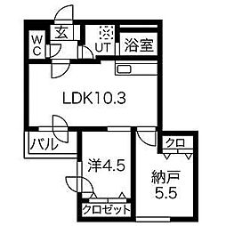 パーチェ豊平 2LDKの間取図画像