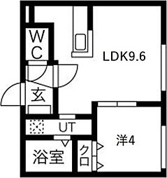 ぴあ南17条 1LDKの間取図画像