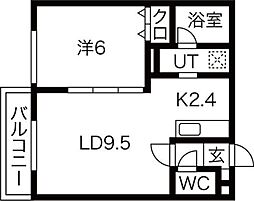 l'endroit 1LDKの間取図画像