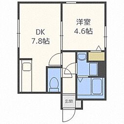 ステラ中の島 1DKの間取図画像