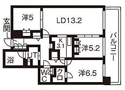 グラティア平岸 3LDKの間取図画像