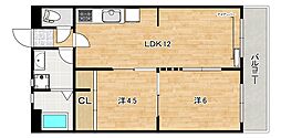 新南千里マンション 2LDKの間取図画像