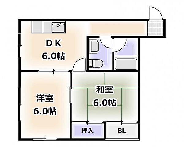 大阪府大阪市浪速区敷津西2丁目(賃貸マンション2DK・5階・39.06㎡)の写真 その2