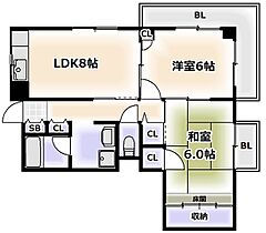 大阪府大阪市西成区岸里東2丁目（賃貸マンション2LDK・3階・55.00㎡） その2