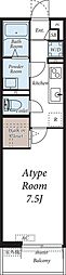 リブリ KOYO並木 2階1Kの間取り