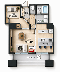 東京ツインパークスライトウイング 1LDKの間取図画像