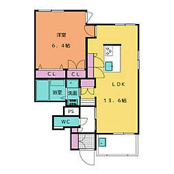 メゾン・ド・ボヌール 1LDKの間取図画像