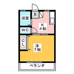セントラルシティー 1Kの間取図画像