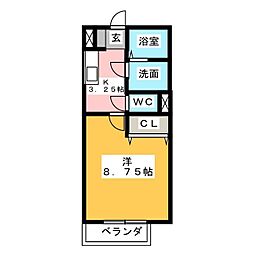 サンフォンテC 1Kの間取図画像