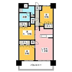 レーベン富士吉原本町 3LDKの間取図画像