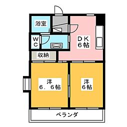 フェリース鈴木 2DKの間取図画像