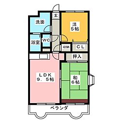リバーサイド富士 2LDKの間取図画像