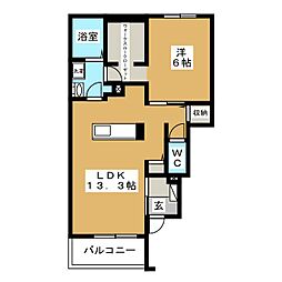コンフォート・ソレイユ2 1LDKの間取図画像