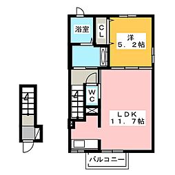 アルヴィータ 1LDKの間取図画像
