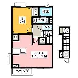 ヴァンベールA 1LDKの間取図画像