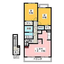 エスポワールNorth 2LDKの間取図画像