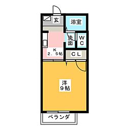 タウンコート厚原E 1Kの間取図画像