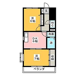 メリッサ原田 2DKの間取図画像