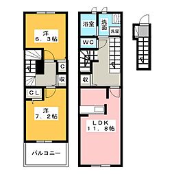 レインボーローズ1 2LDKの間取図画像