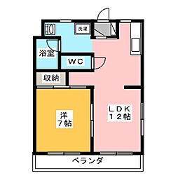 岳南ドミール 1LDKの間取図画像