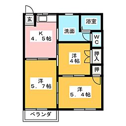 タウニイヒロミ 3Kの間取図画像