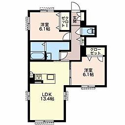 フォンテーヌパルス 2LDKの間取図画像