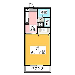 エクセール松岡A 1Kの間取図画像