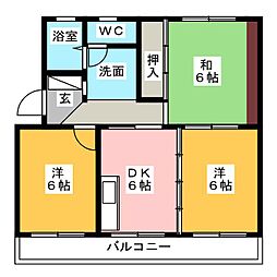 メゾーン久能 3DKの間取図画像