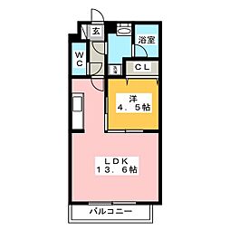 太陽の丘 1LDKの間取図画像