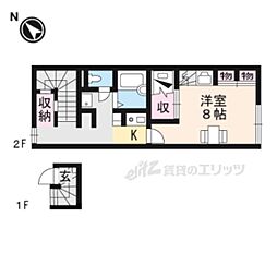 レオパレスマウンテン2 1Kの間取図画像