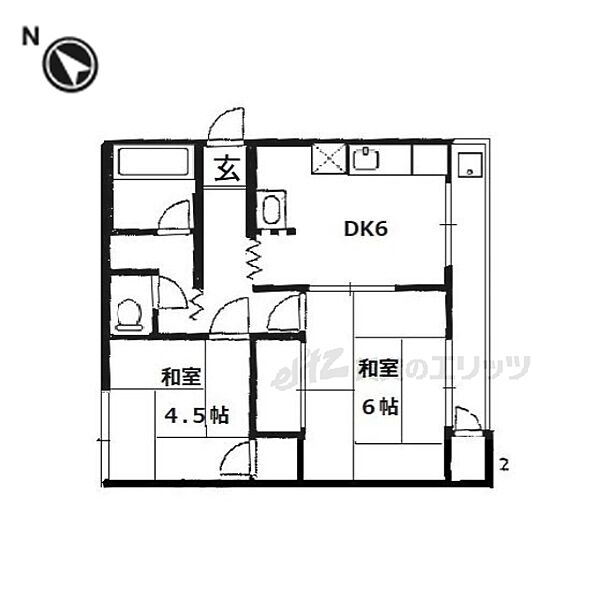 かずみマンション 1-D｜滋賀県栗東市中沢(賃貸マンション2DK・1階・43.00㎡)の写真 その2
