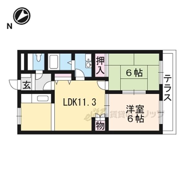 サンシャイン上藪 106｜滋賀県栗東市中沢1丁目(賃貸マンション2LDK・1階・51.00㎡)の写真 その2