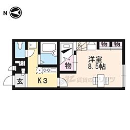 レオパレス石山 1階1Kの間取り