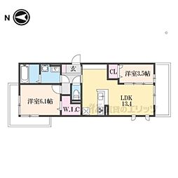 JR東海道・山陽本線 南草津駅 徒歩17分の賃貸アパート 1階2LDKの間取り