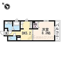 JR東海道・山陽本線 草津駅 徒歩5分の賃貸マンション 2階1DKの間取り
