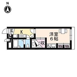 レオパレス眺湖I 2階1Kの間取り
