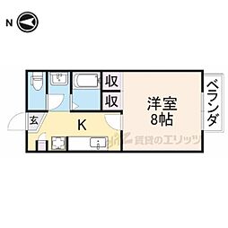 JR北陸本線 長浜駅 バス11分 市民体育館前下車 徒歩8分の賃貸アパート 1階1Kの間取り