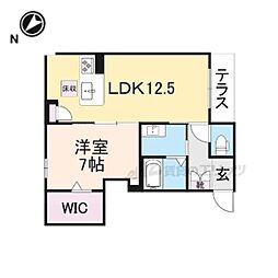 フィオリータ西今 1階1LDKの間取り