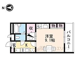 JR湖西線 比叡山坂本駅 徒歩18分の賃貸アパート 1階1Kの間取り