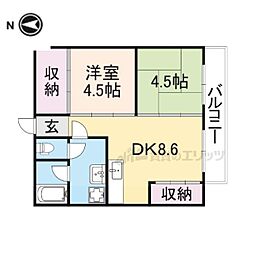 JR北陸本線 長浜駅 徒歩9分の賃貸マンション 6階2DKの間取り